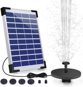 Fontein op zonne-energie met ingebouwde accu - 500 l/h debiet - 6 sproeiers - zwemplank - voor kleine vijver, vogelbad, vistank - tuindecoratie
