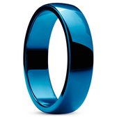 Ferrum | Anneau bleu en acier inoxydable poli - profil en 'D' - 6 mm