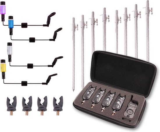 Set Carpe Ultimate Eonic - 4 Cannes, Détecteurs, Banksticks Et Supports Pour Pêche à La Carpe