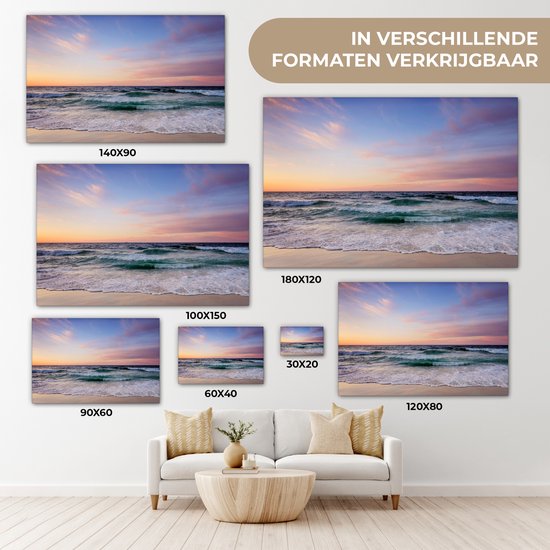 Canvas schilderij 140x90 cm - Wanddecoratie Strand - Pastel - Kleuren - Muurdecoratie woonkamer - Slaapkamer decoratie - Kamer accessoires - Schilderijen op canvas