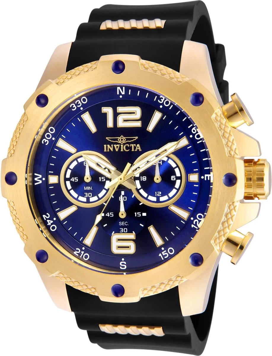Invicta I-Force 19659 Heren Horloge - Waterdicht - Analoog - Quartz Uurwerk - Roestvrij Staal met blauwe Wijzerplaat - 50mm
