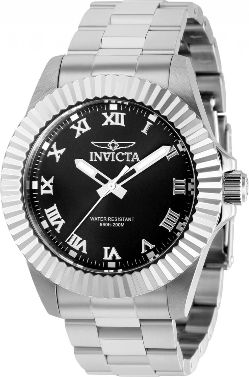 Invicta Pro Diver 37404 Heren Horloge - Waterdicht - Analoog - Quartz Uurwerk - Roestvrij Staal met zwarte Wijzerplaat -44mm