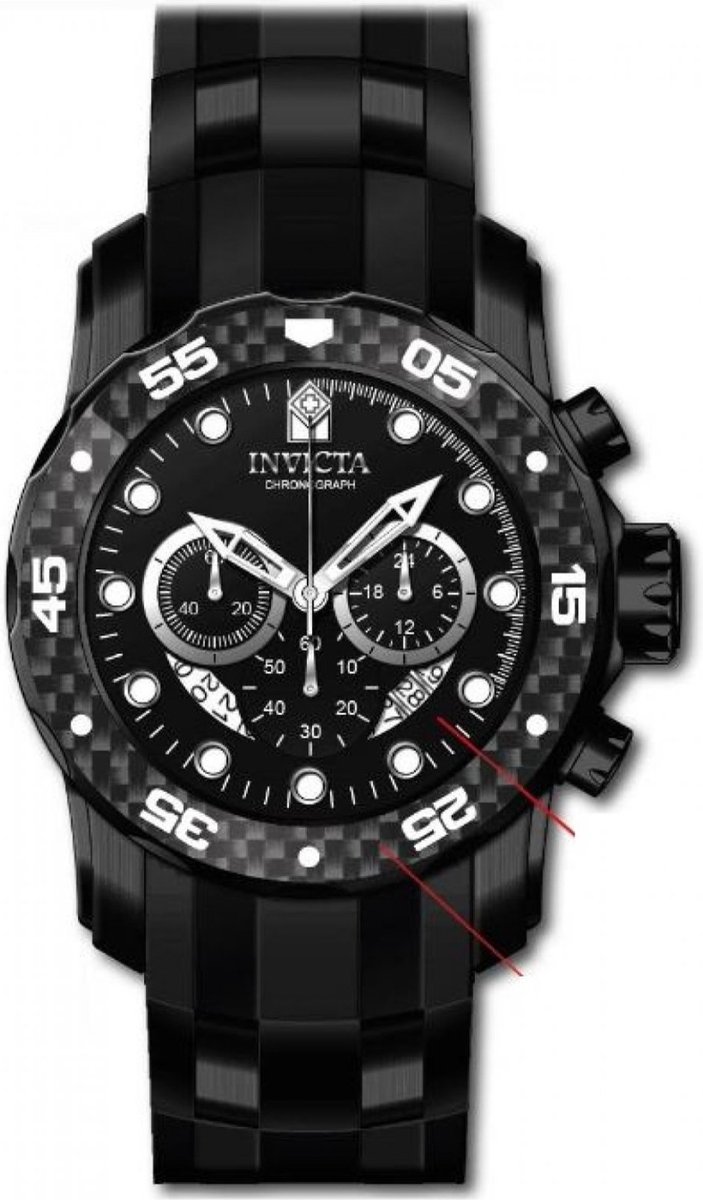 Invicta Pro Diver 35417 Heren Horloge - Waterdicht - Analoog - Quartz Uurwerk - Roestvrij Staal met zwarte Wijzerplaat -48mm