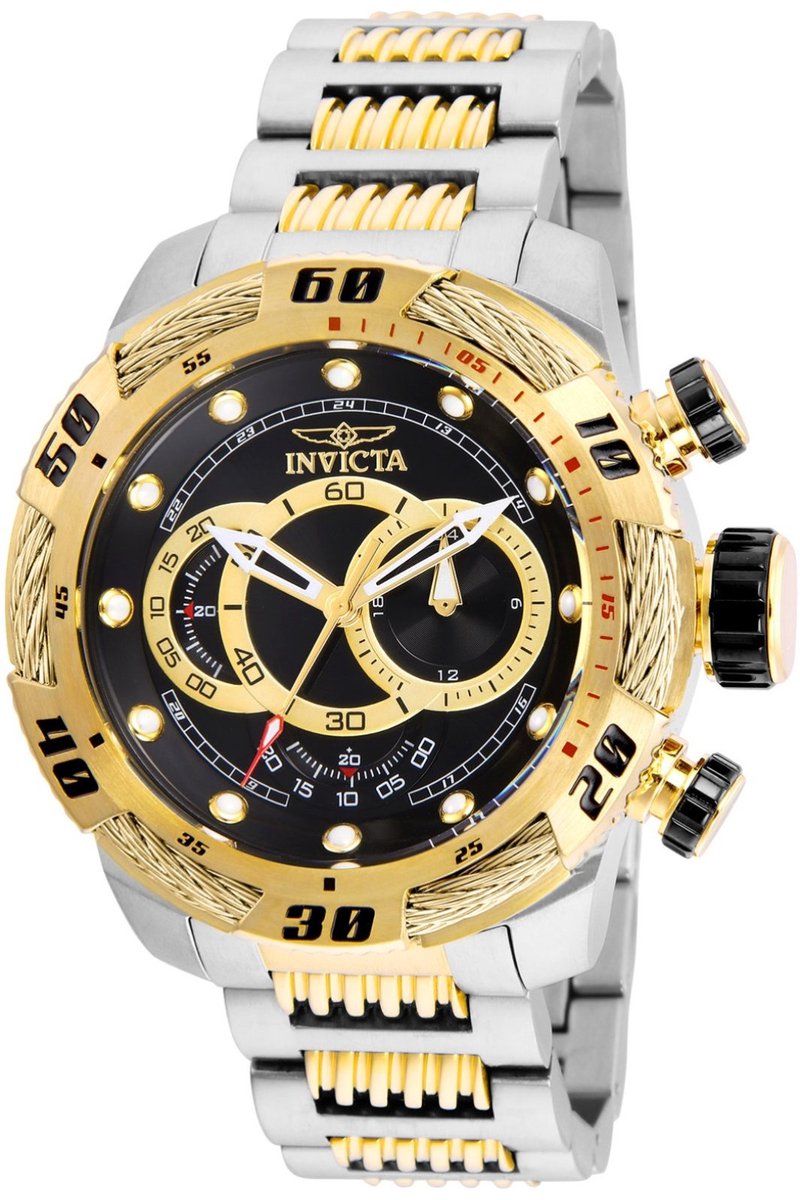 Invicta Speedway 25481 Heren Horloge - Waterdicht - Analoog - Quartz Uurwerk - Roestvrij Staal met zwarte Wijzerplaat - 50mm