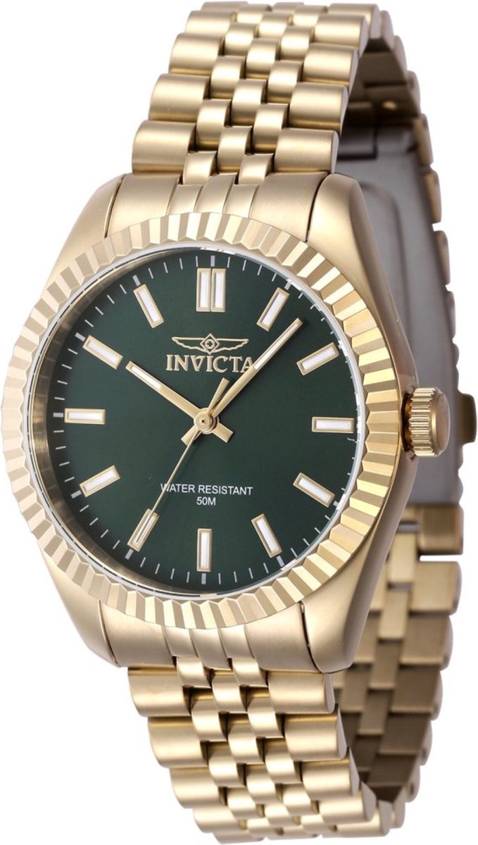 Invicta Specialty 47505 Dames Horloge - Waterdicht - Analoog - Quartz Uurwerk - Roestvrij Staal met groene Wijzerplaat - 36mm