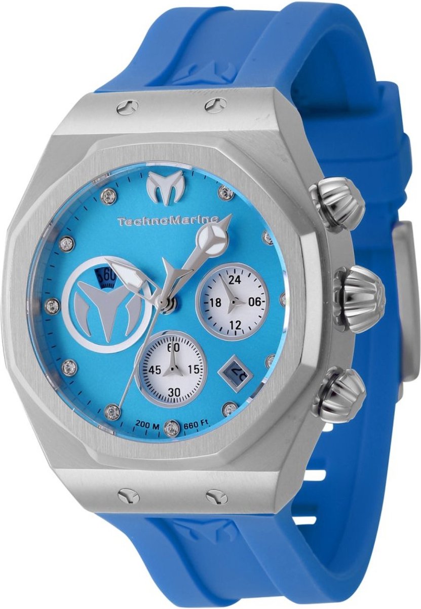 TechnoMarine Reef - Sun TM-523006 Dames Horloge - Waterdicht - Analoog - Quartz Uurwerk - Roestvrij Staal met blauwe Wijzerplaat - 40mm