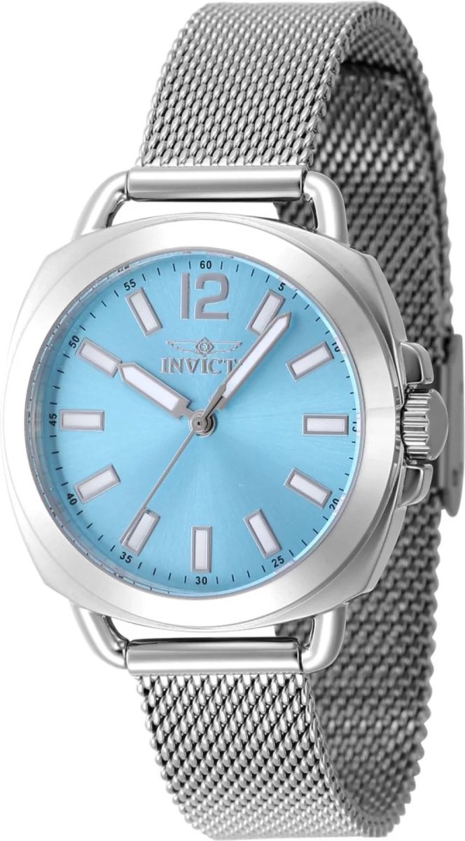 Invicta Wildflower 47323 Dames Horloge - Waterdicht - Analoog - Quartz Uurwerk - Roestvrij Staal met blauwe Wijzerplaat - 32mm