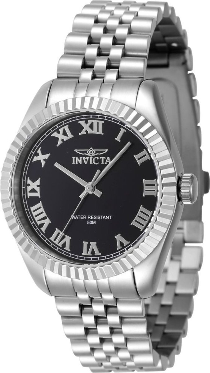 Invicta Specialty 47408 Dames Horloge - Waterdicht - Analoog - Quartz Uurwerk - Roestvrij Staal met zwarte Wijzerplaat - 36mm