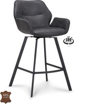 Bol.com Icon Living - Barkruk Vila - Microleder Bull Anthracite - 180° Terugdraaisysteem aanbieding