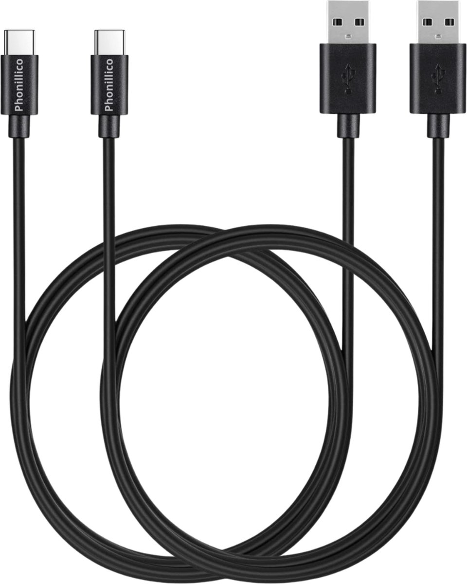 2x USB C naar USB A Kabel Zwart - 1 meter - Oplaadkabel voor Sony Xperia L1-L2-L3-L4