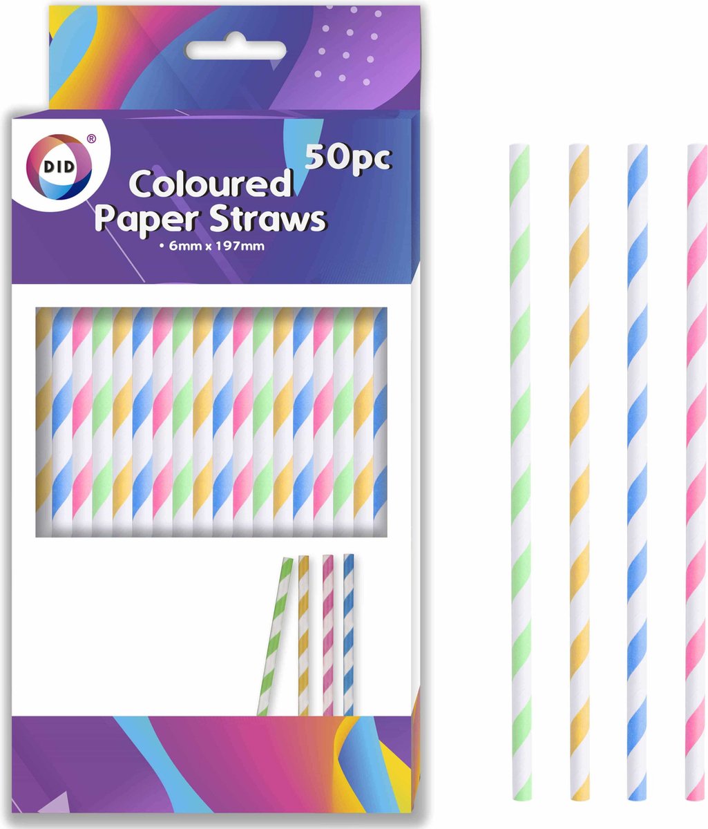 DID Gekleurde rietjes - 50x stuks - kleur mix - 20cm x 0.6cm - drinkrietjes - wegwerprietjes