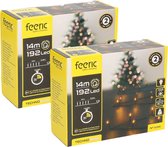 Feeric lights Kerstverlichting - 2x - warm wit - 14 m- 192 led lampjes - zwart snoer - batterij