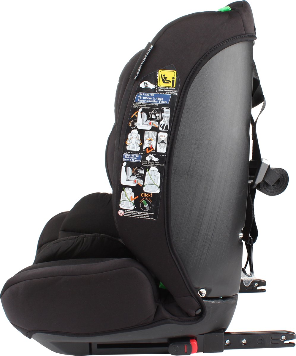 X Adventure Autostoel Grow Fix Groep 1/2/3 9-36 kg (76 tot 150 cm) Vanaf 15 maanden tot 12 jaar - Met Isofix - i-Size - Meegroei Autostoel - Zwart thumbnail 2