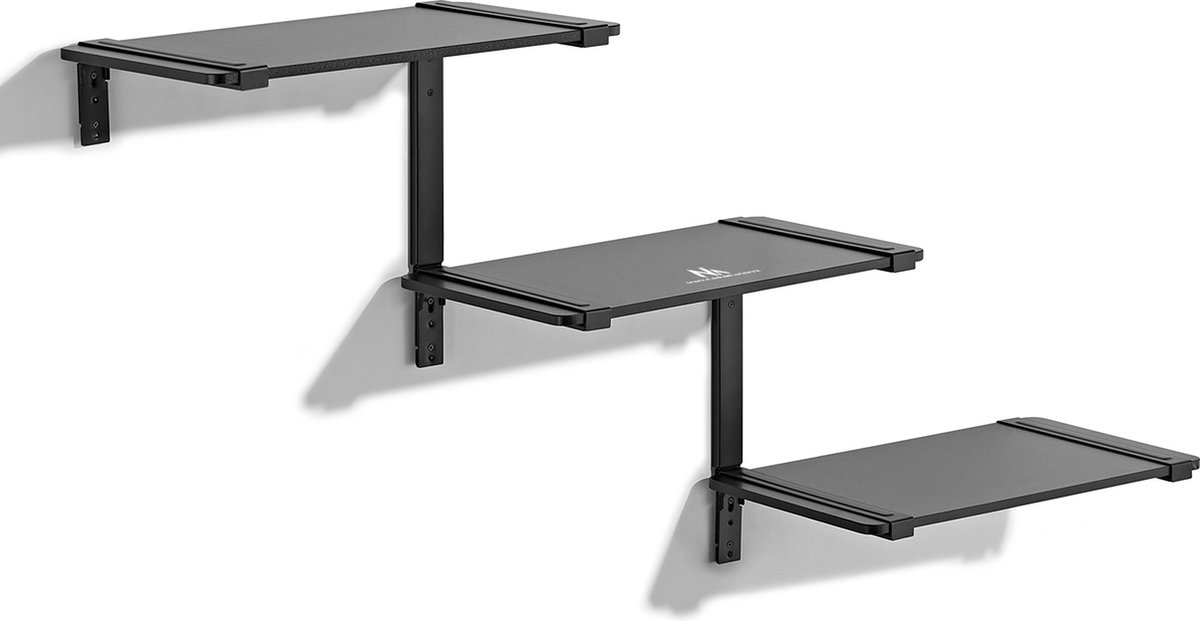 Maclean - Plank - wandplank - Modulaire legplanken met drie etages - max. 30 kg, MC-974 - Zwart