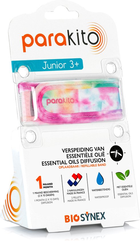Verpakking Parakito Junior armband met tie-dye patroon, 3+.