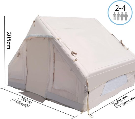 Lovue - Campingtent voor 4 personen, opblaasbare tipitent voor buiten, pop-up tent, opblaasbare tent, snelle montage binnen 2 minuten, campingluxe tent, 6,3 vierkante meter van Lovue — afbeelding 2