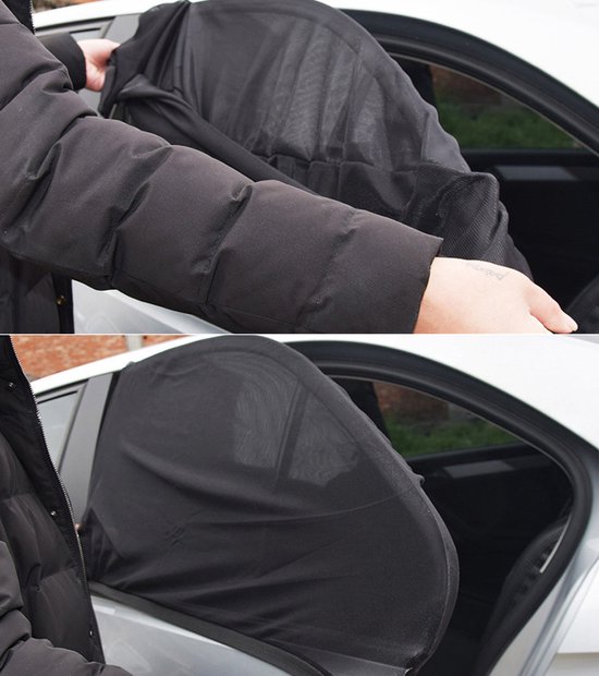 4 Stuks (2 Voor+2 Achter)Zomer Autohoes - Autoruitenschermen - Hoge Rekbare Auto Zijruitenscherm - voor Privacy Blackout - en UV-bestendig -bescherming Zonnescherm Blocker - voor Baby Familie Huisdier, Auto-accessoires van CarChamps — afbeelding 5