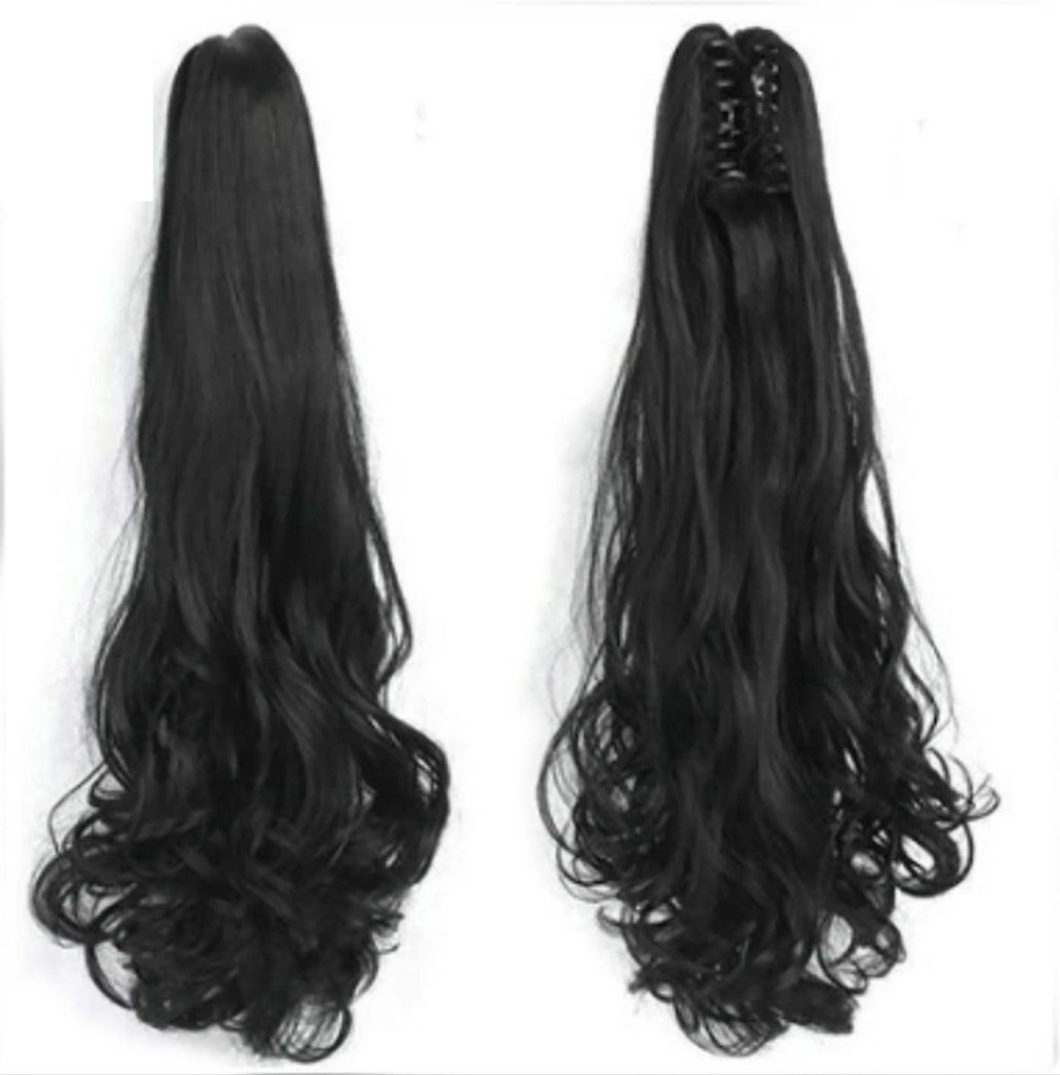 Jumada's - Paardenstaart - Zwarte Extensions - Curly - 2 Stuks