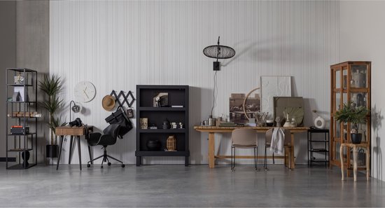 Meuble à Compartiments WOOOD Teun - Métal - Noir - 188x85x35