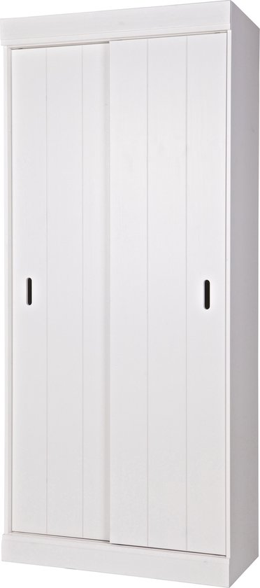WOOOD Row Plankenkast Met Schuifdeuren - Grenen - Wit - 195x85x44