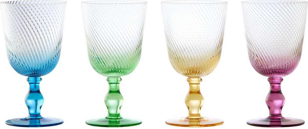 Anton Studio Designs set van 4 gekleurde wijnglazen met Swirl 9 cm