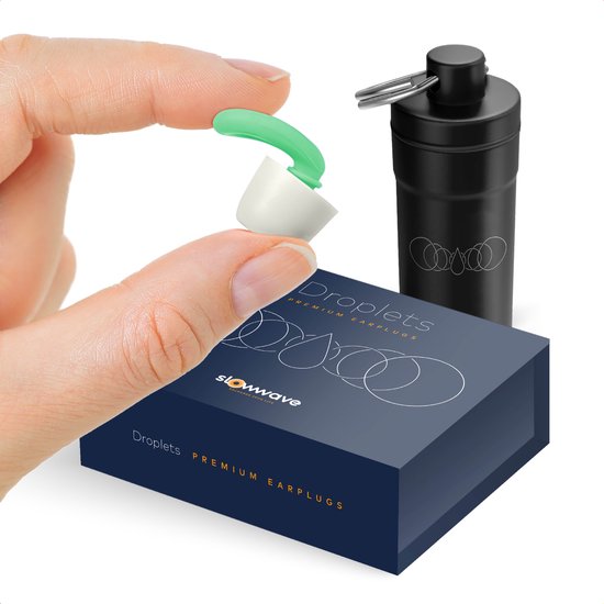 Droplets Premium Earplugs - Innovatieve en stijlvolle oordopjes - Uniek design, optimaal comfort en uitstekende demping (26dB) - Geschikt voor slapen, werken, reizen, zwemmen, studeren en uitgaan - Kleur: Green Serenity (groen)