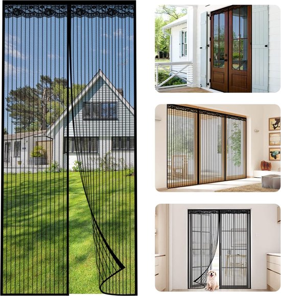 Moustiquaire Aimantée Porte Fenêtre 95 X 220 Cm, Magnétique Rideau De Porte Antimoustique, Fermeture Automatique Aimant Pour Enfants Et Animaux De Compagnie, Gris
