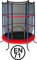 Bol.com Garlando - Combi XS - Trampoline met Veiligheidsnet - voor Kinderen - Rond - 140 cm - met Veilige Rand - Rood - Blauw aanbieding