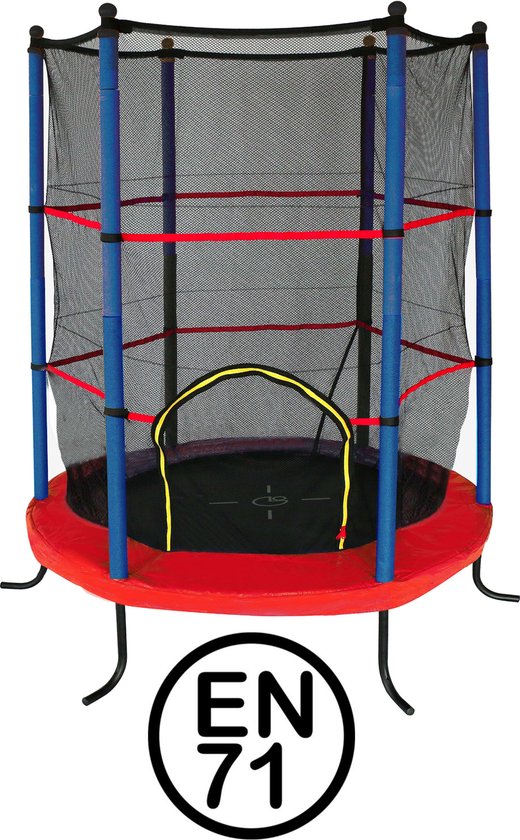 Garlando - Combi XS - Trampoline met Veiligheidsnet - voor Kinderen - Rond - 140 cm - met Veilige Rand - Rood - Blauw