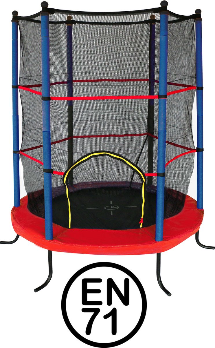 Garlando - Combi XS - Trampoline met Veiligheidsnet - voor Kinderen - Rond - 140 cm - met Veilige Rand - Rood - Blauw
