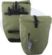 Voltano Luxe Fietstas 28L - Enkele Pakaftas - Mos Groen - 100% Waterdicht - Met Schouderband