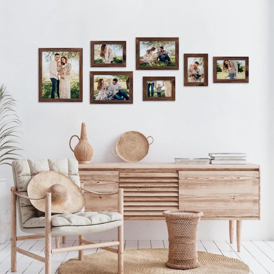 NEOWS - Decoratieve meervoudige fotolijst om aan de muur op te hangen met HD-glas, 10 x 15 cm, klaar om aan de muur te hangen (5 foto's, wit