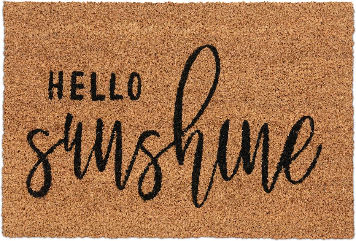 deurmat kokos - tekst - hello sunshine - 60 x 40 cm - weerbestendig - antislip