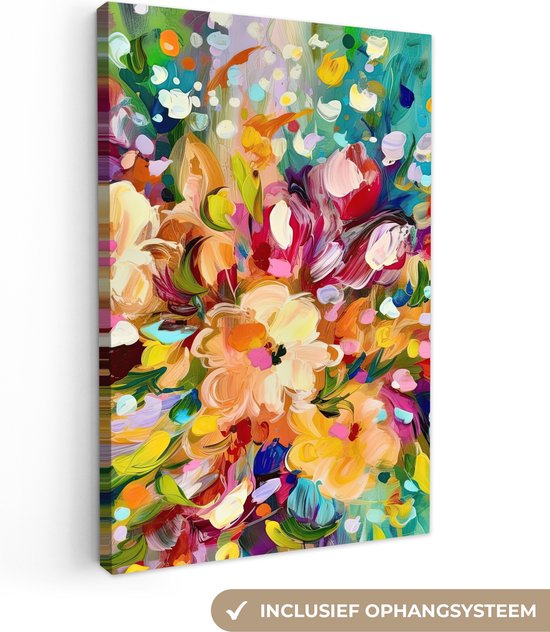 MuchoWow Canvas Schilderij 60x40cm Bloemen Kunst Natuur
