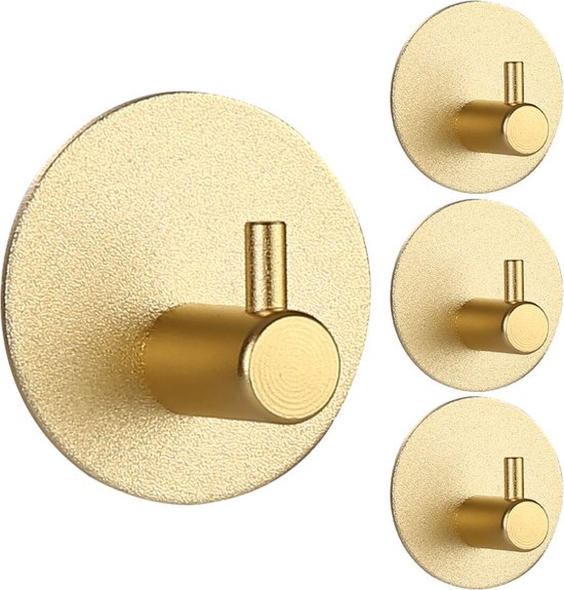 SEVENMOON® Handdoekhaakjes Zelfklevend Goud -4 Ronde Gouden RVS Handdoek Haakjes - Handdoekhaak - Goud