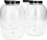 4x Pot Rond 5000ml avec Couvercle à Vis - Pots en Plastique avec Couvercle, Cosmétiques, Pot de Conservation, Pot de Conservation Alimentaire - Sécurité Alimentaire - Plastique PET - Transparent et noir