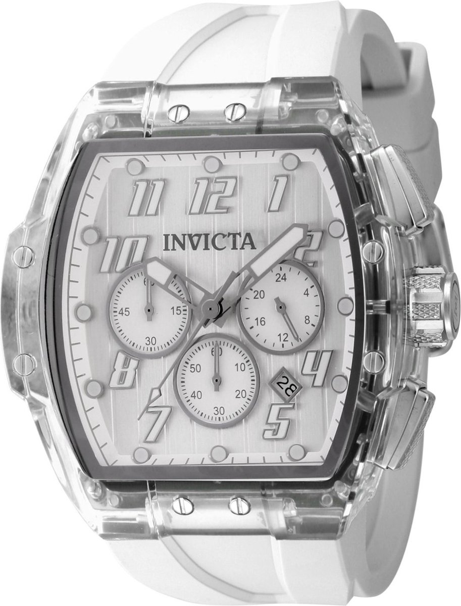 Invicta S1 Rally 45481 Heren Horloge - Waterdicht - Analoog - Quartz Uurwerk - Roestvrij Staal met witte Wijzerplaat - 47mm
