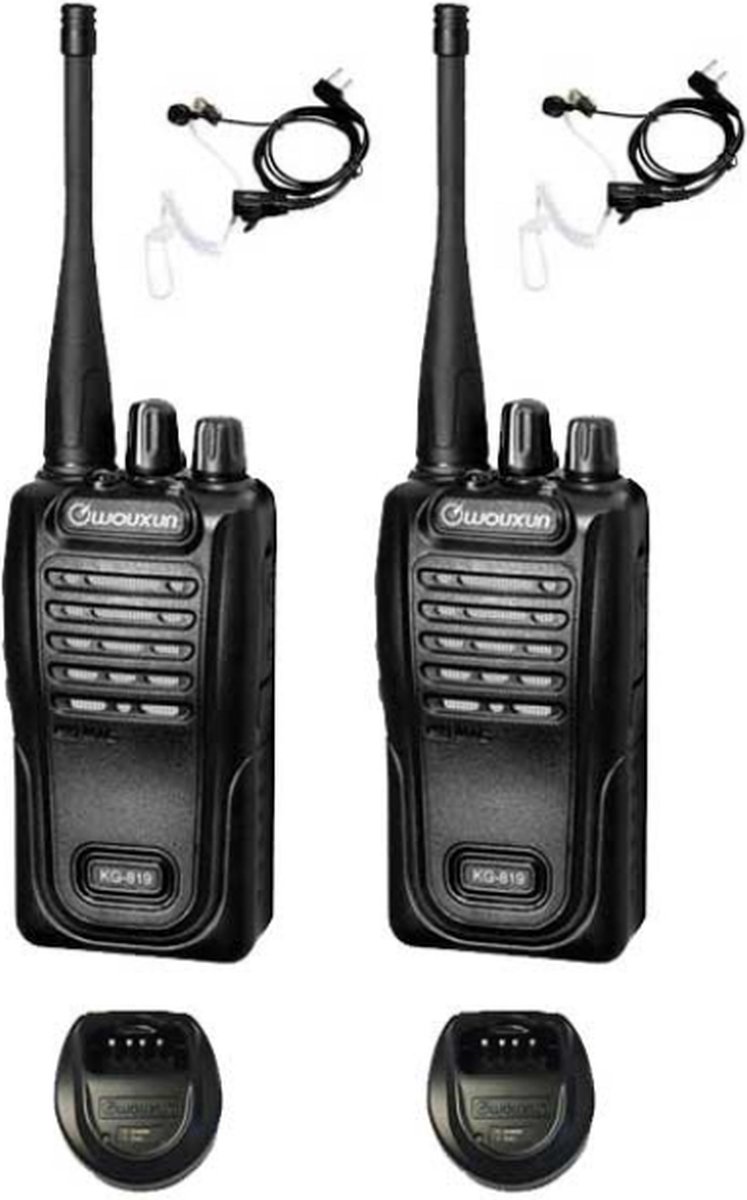 Set van 2 Wouxun KG-819 UHF IP55 PMR446 Portofoons met beveiliging oortje