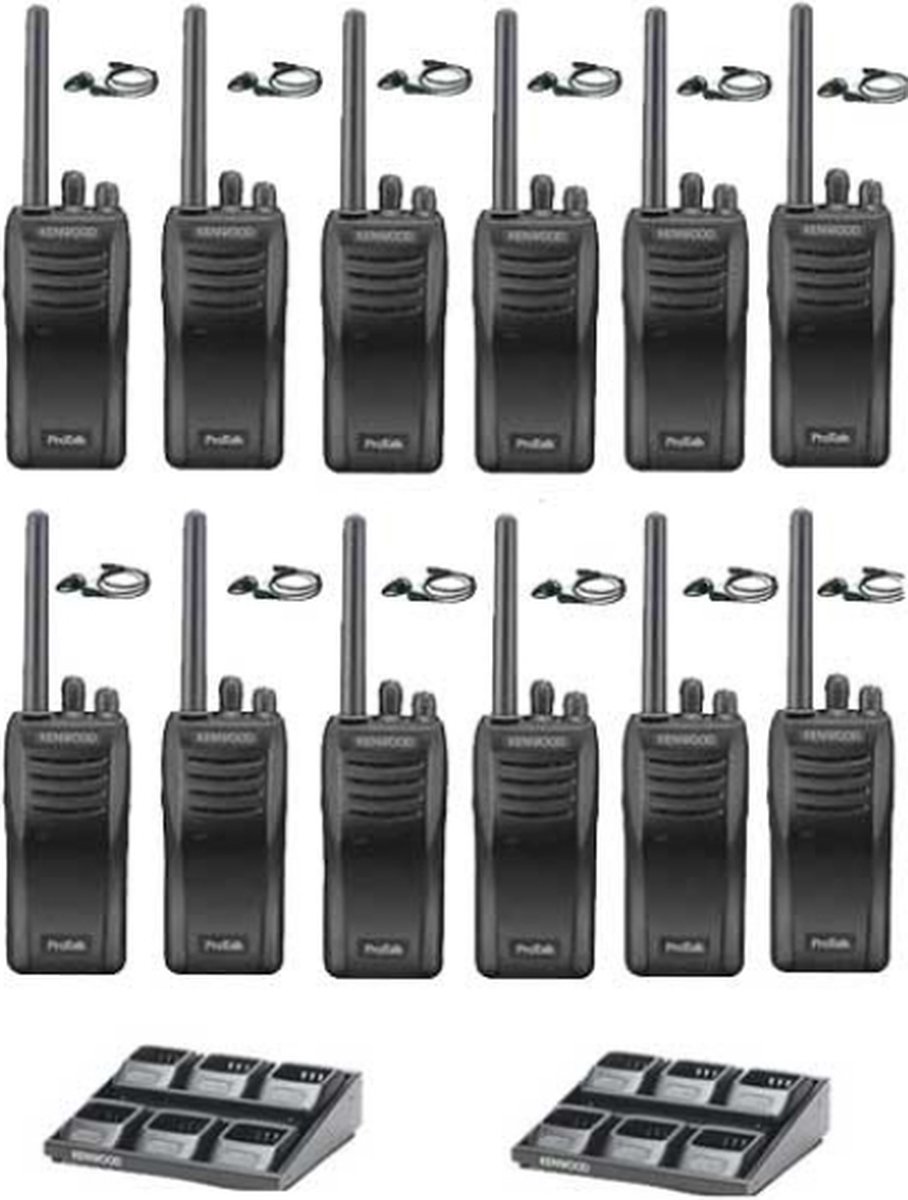 Set van 12 stuks Kenwood TK-3501 PMR446 met D-shape oortje en 2 multiladers
