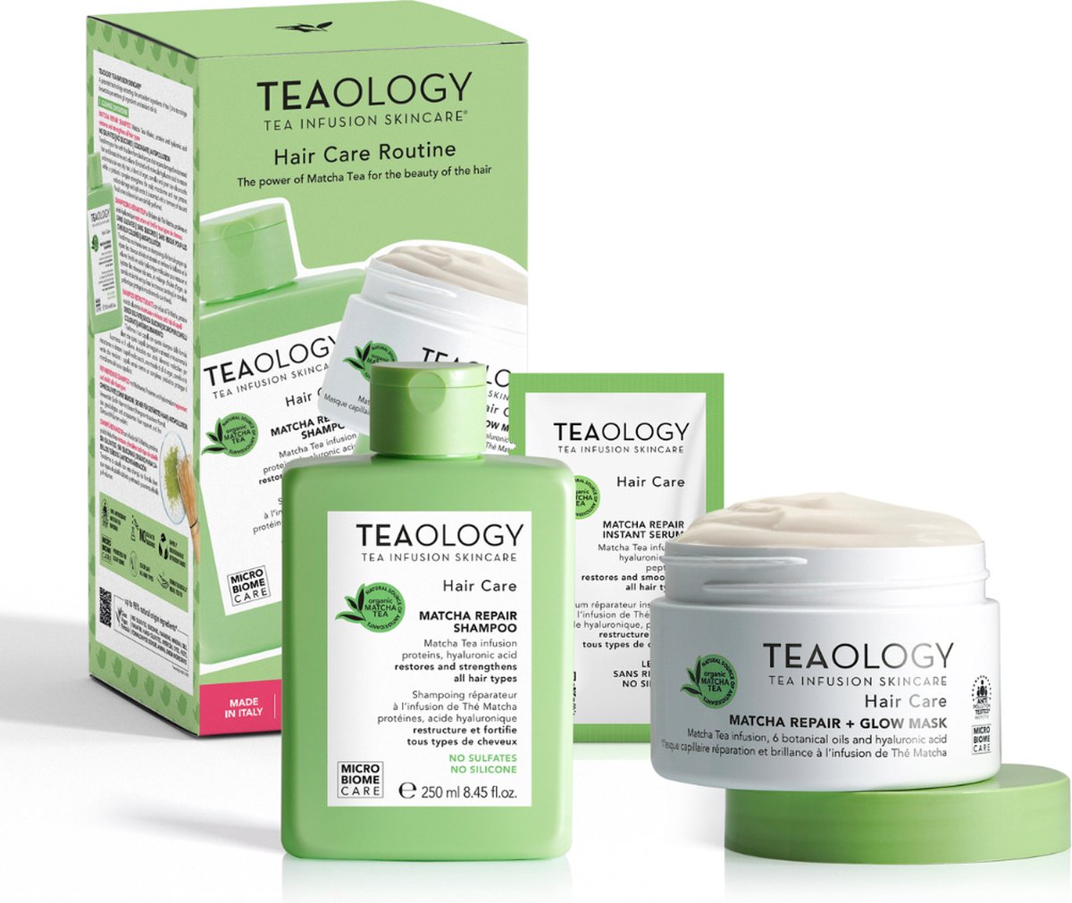 Teaology Matcha Repair Hair Care Routine Set – Intensief Herstellende Haarverzorging Met Matcha-Extract Voor Sterk, Gezond Haar – Shampoo, Haarmasker En Serum – Voedend, Verzachtend En Beschadigd Haar Herstellend – Vegan & Duurzaam