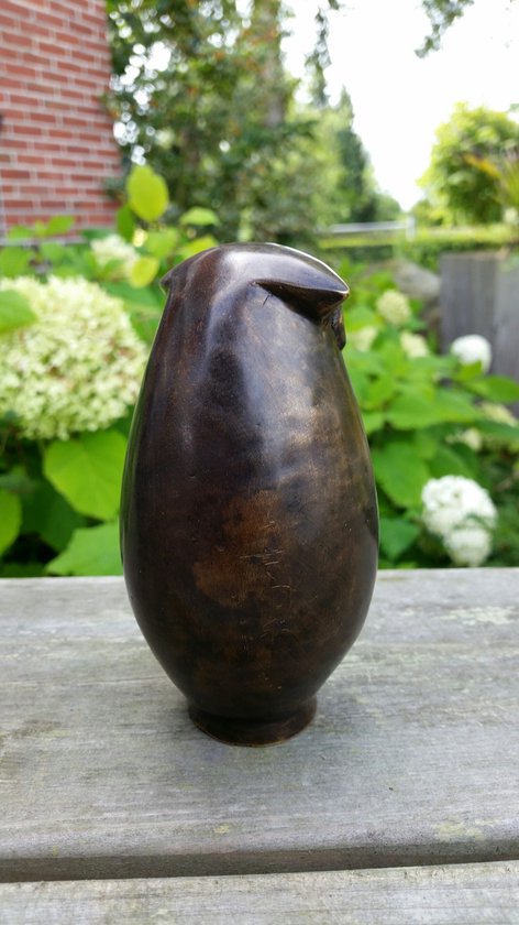 BRONZEN TUINBEELD / UIL / ABSTRACT / BOLLE UIL / BRONS / VOGEL