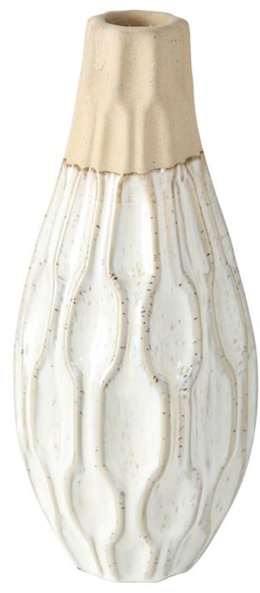 Boltze Home Vaas Malia, H25cm naturel/wit keramiek warmwit