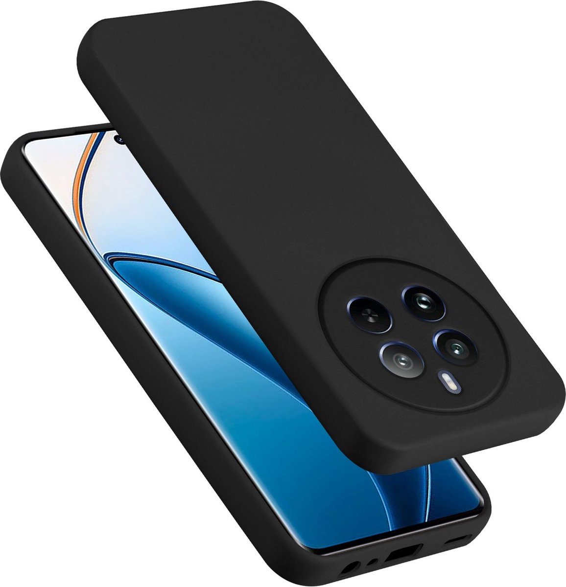 Cadorabo Hoesje geschikt voor Realme 12 Pro in LIQUID ZWART - Beschermhoes gemaakt van flexibel TPU silicone Case Cover