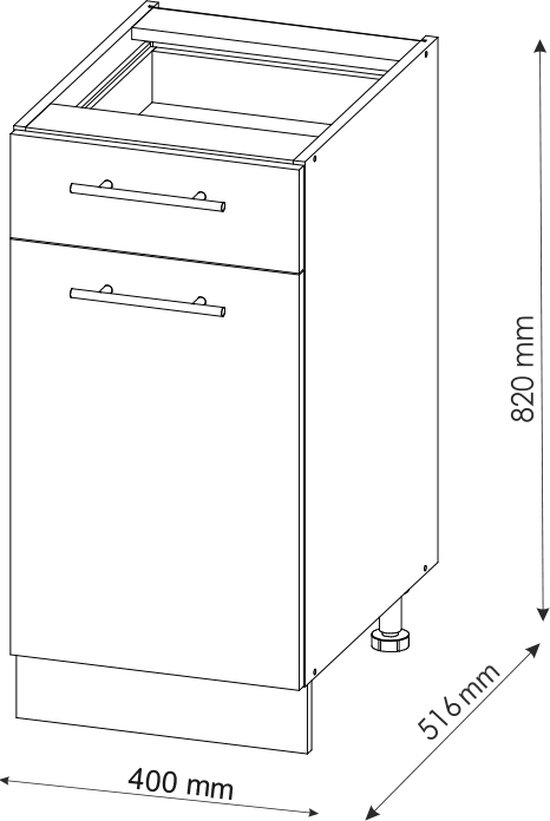 Vicco Fame- Line Cuisine - 40 cm, WB Anthracite Chêne puissant doré, WB Anthracite