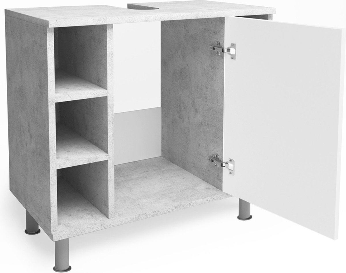 Vicco Wastafelonderkast Fynn, Wit Hoogglans, 60 x 54 cm