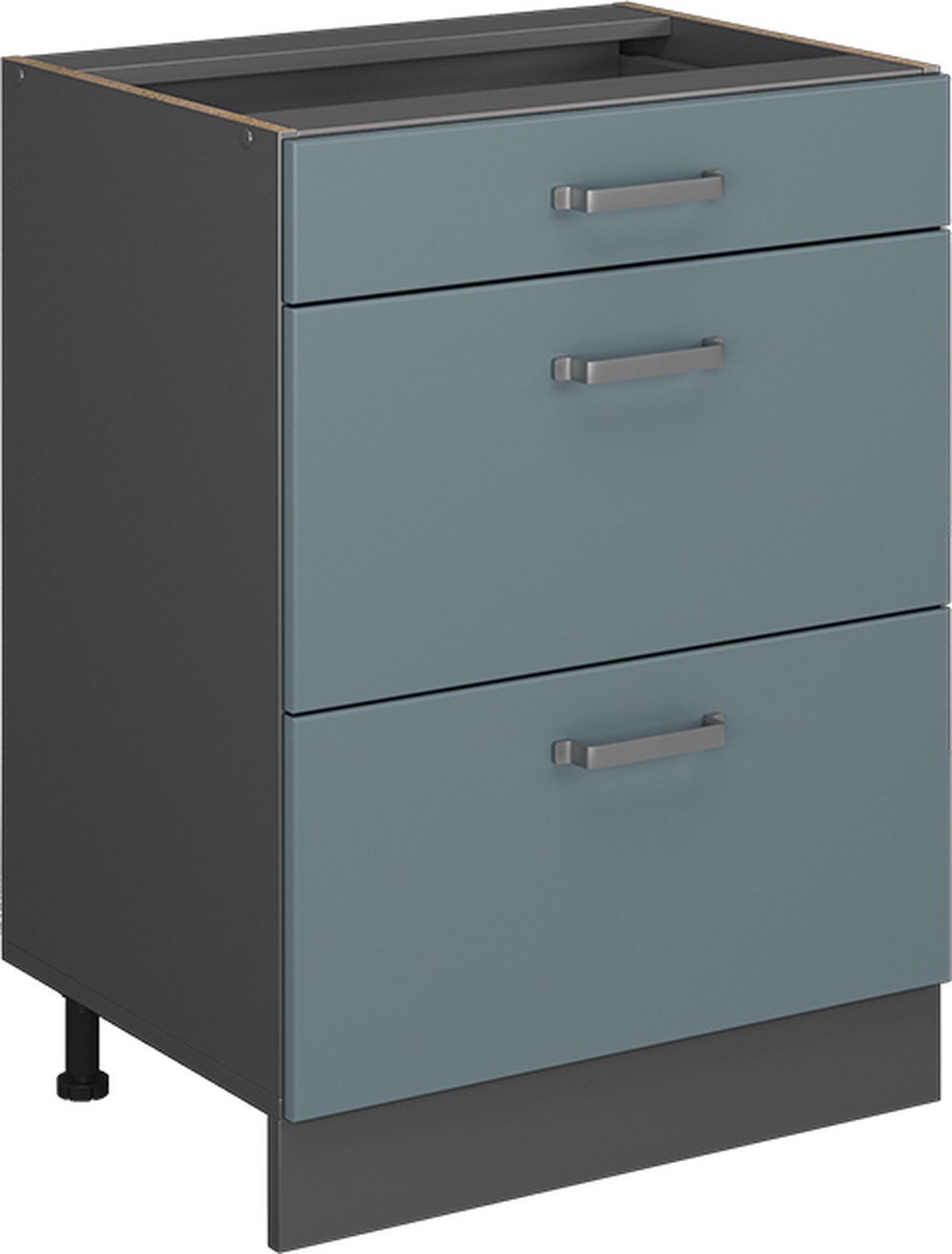 Vicco R-Line Keukenonderkast – 60 cm met laden, WB Antraciet Blauw-grijs Blauw-grijs/Antraciet