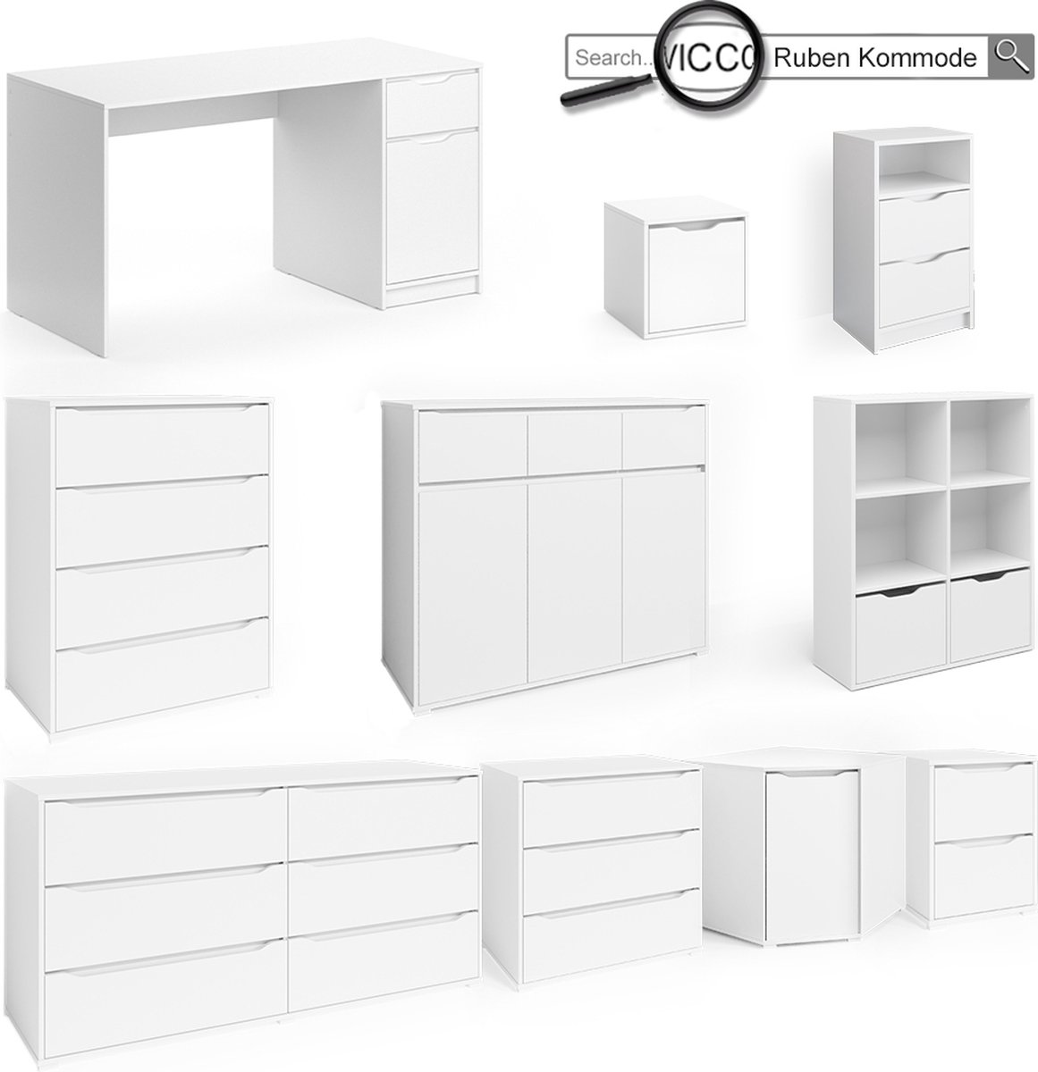 Bureau Vicco Ruben Blanc - 100x65 Cm - Avec Tiroir - Neuf En Colis