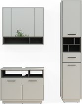 Meuble De Salle De Bains Vicco Maris – Placard Blanc Béton Avec Étagère – 190x56x30 Cm