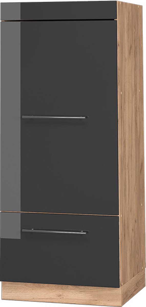 Vicco Hoge kast Fame-Line, Antraciet Hoogglans/Goudkleurig Eiken, 60 cm