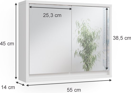 Vicco Muurspiegel Viola, 80x65cm, Wit